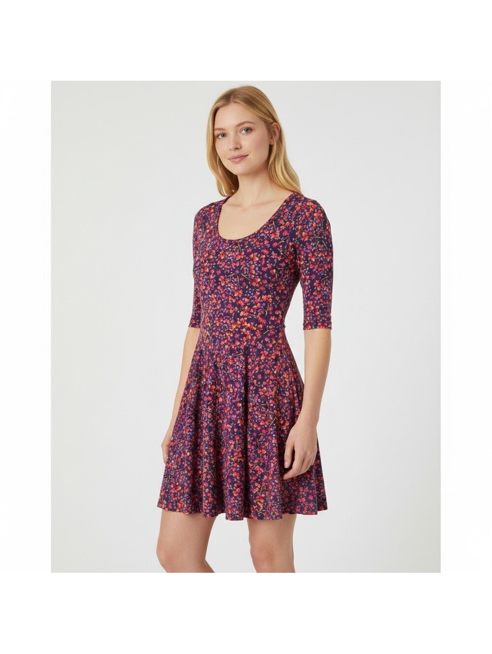 LulaRoe Dress Women 2XS Blue Floral Sheath Short Short Sleeve Casual Stretch